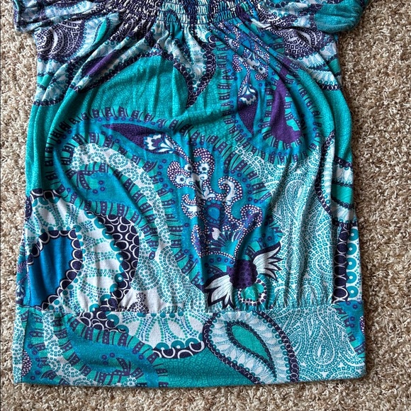 Rue21 Teal and Purple Printed Blouse - Picture 2 of 5